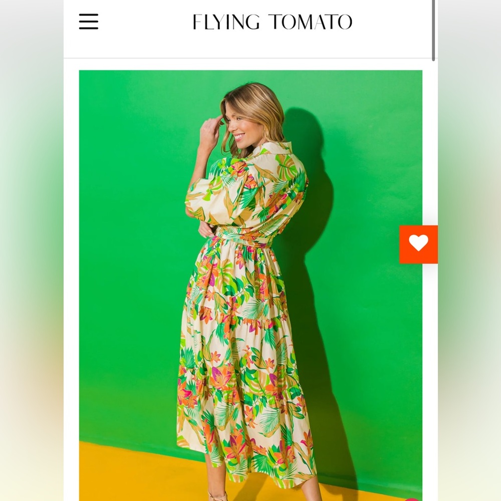 Flying tomato you know me so well poplin midi tropical Shirtdress - Picture 3 of 15